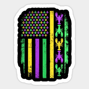 Mardi Gras US American flag with New Sticker